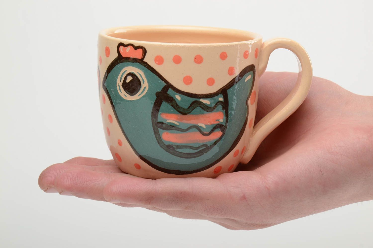 Taza de cerámica artesanal original de té de arcilla con esmalte 300 mm  foto 5