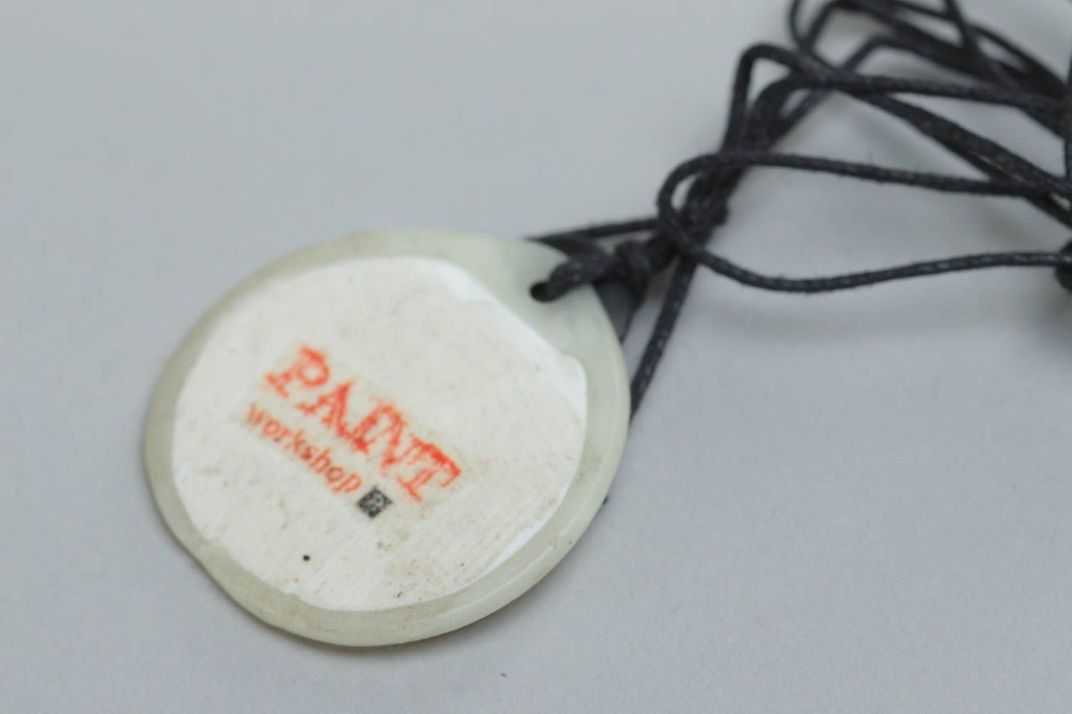 Handmade pendant made of polymer clay on long string beautiful stylish accessory photo 4