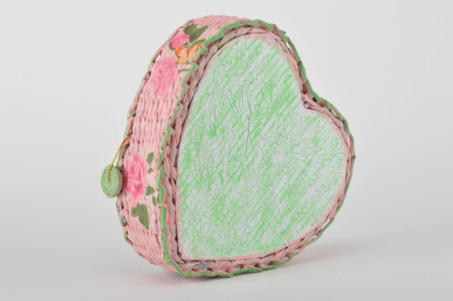 Deko Korb handmade Aufbewahrung Korb in Form vom Herzen kleiner Korb geflochten foto 3