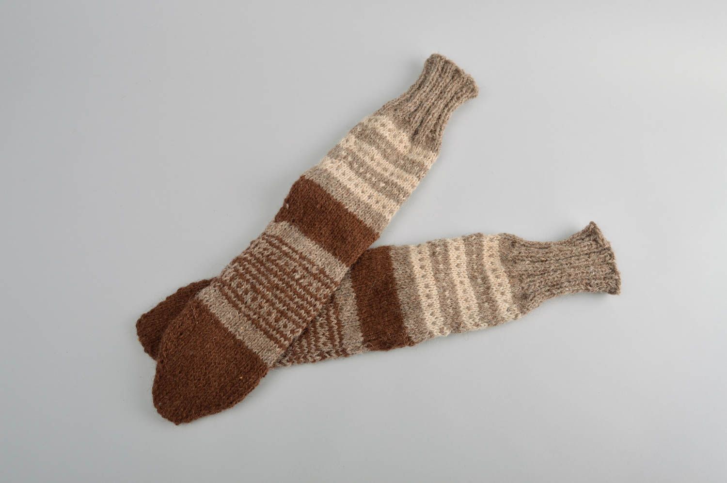 Носки ручной работы мужские носки коричневые шерстяные носки авторские фото 4