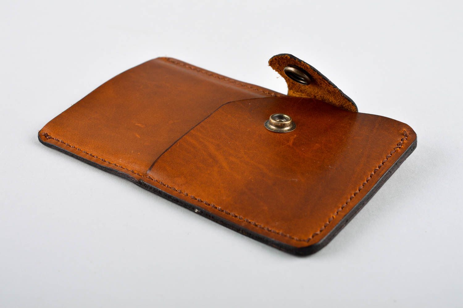 Handmade leather wallet brown case for cell phone designer present for men photo 4