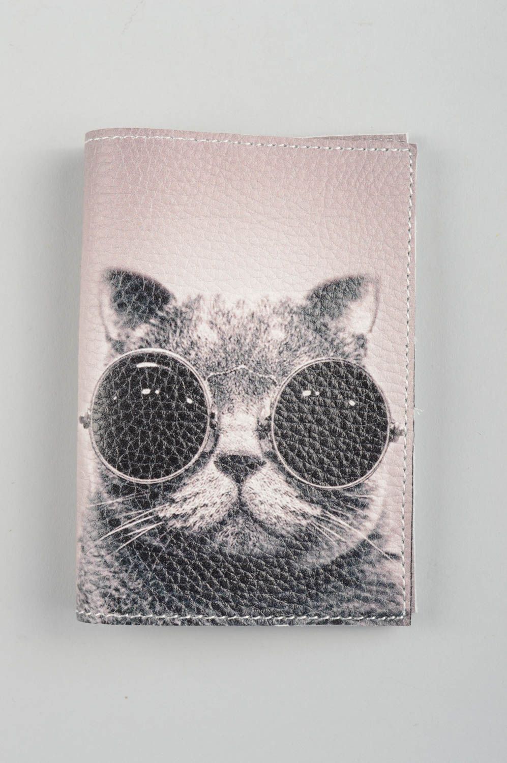 Étui passeport fait mai Couverture passeport cuir avec chat Petit cadeau photo 5