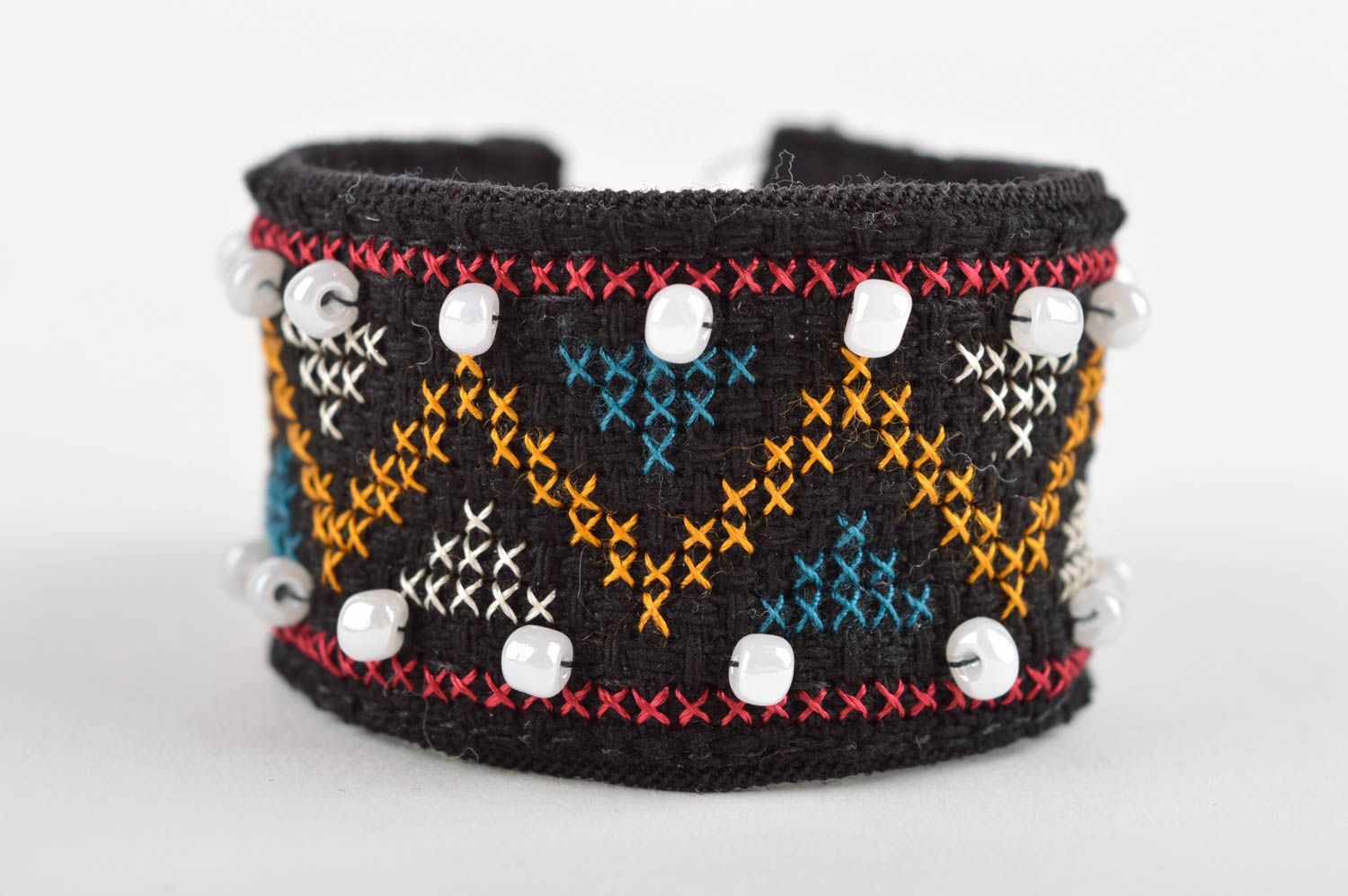 Bracelet textile Bijou fait main Accessoire femme ethnique brodé moulinés photo 5