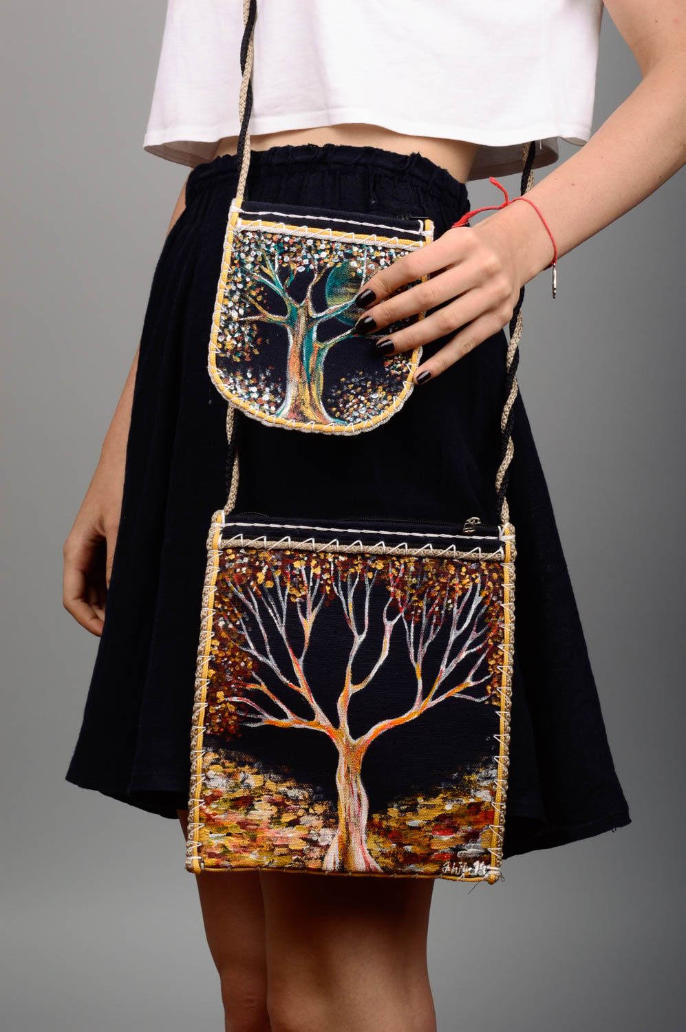 Fabric women's purse handmade handbag painted wallet accessory for girls  photo 2