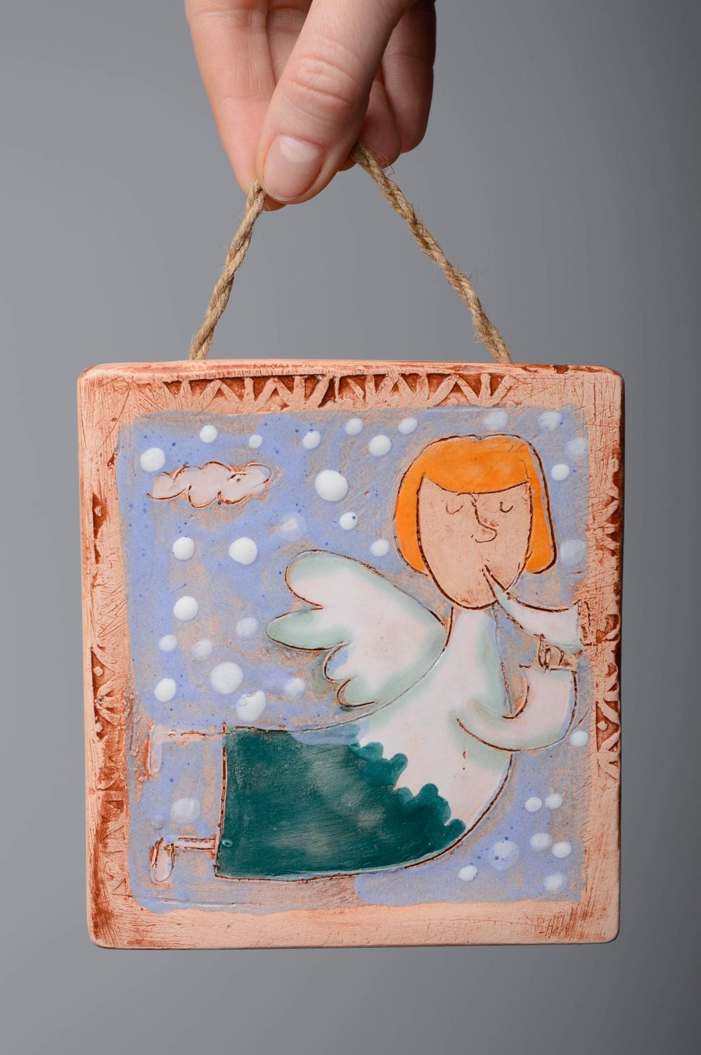 Panel decorativo de arcilla con angelitos foto 3