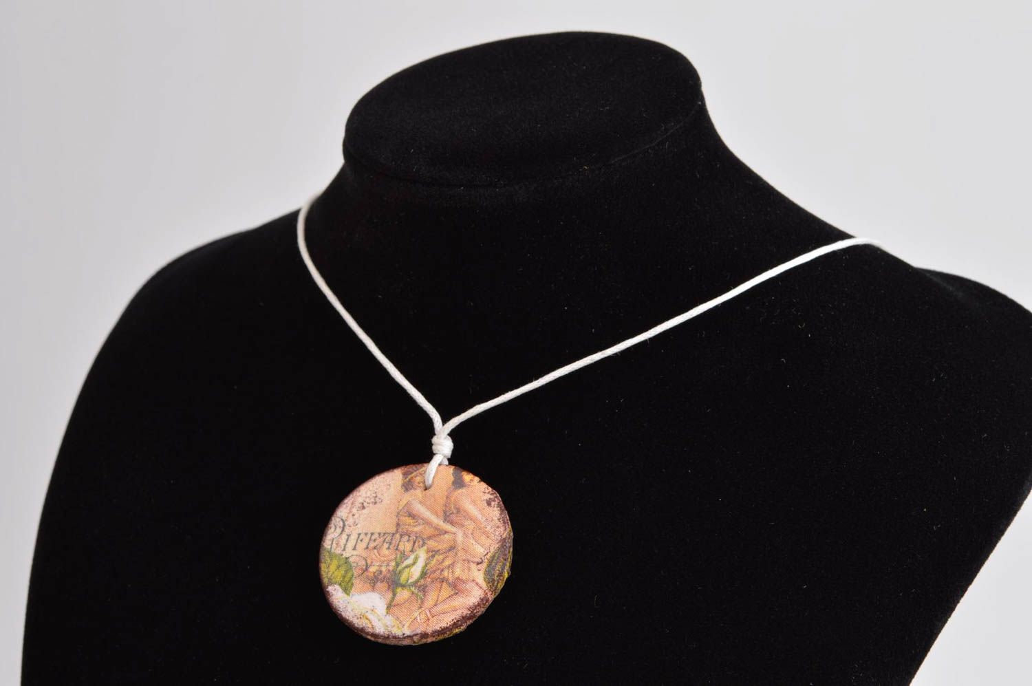 Handmade plastic pendant decoupage ideas beautiful jewellery gifts for her photo 1