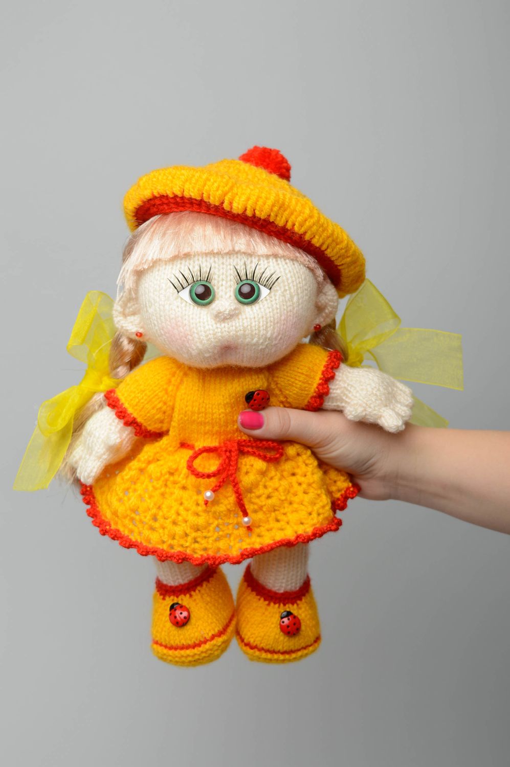 Handmade knit toy Girl photo 3