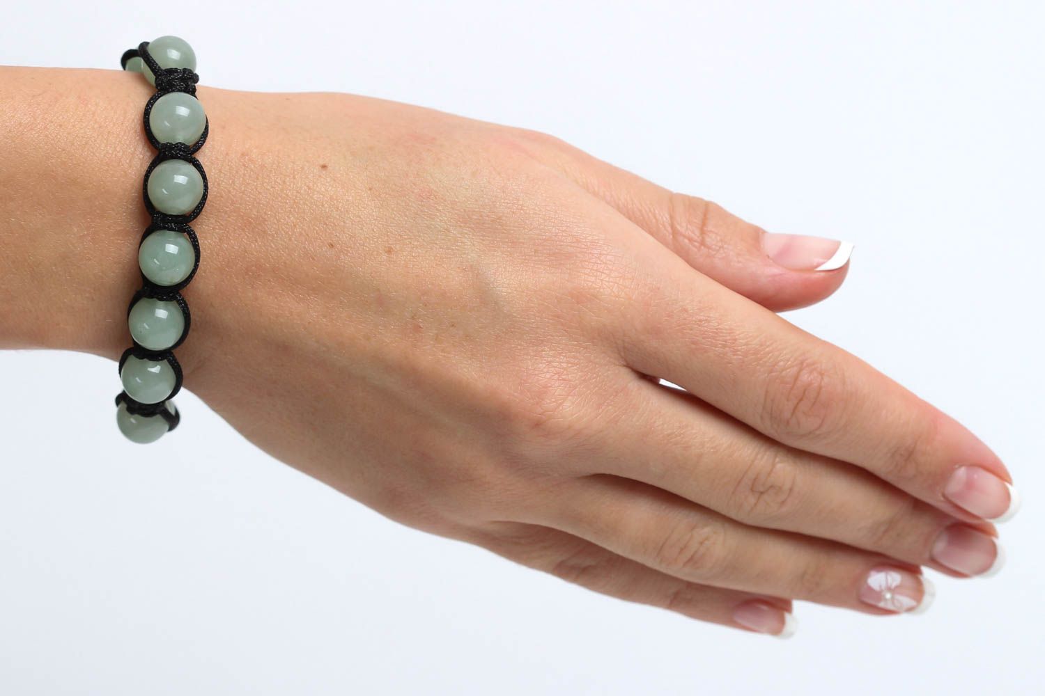 Bracelet vert en néphrite Bijou fait main tressé avec hématite Cadeau femme photo 5
