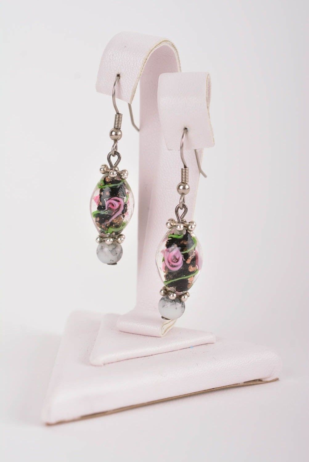 Handmade earrings glass earrings unusual accessory gift ideas long earrings photo 5