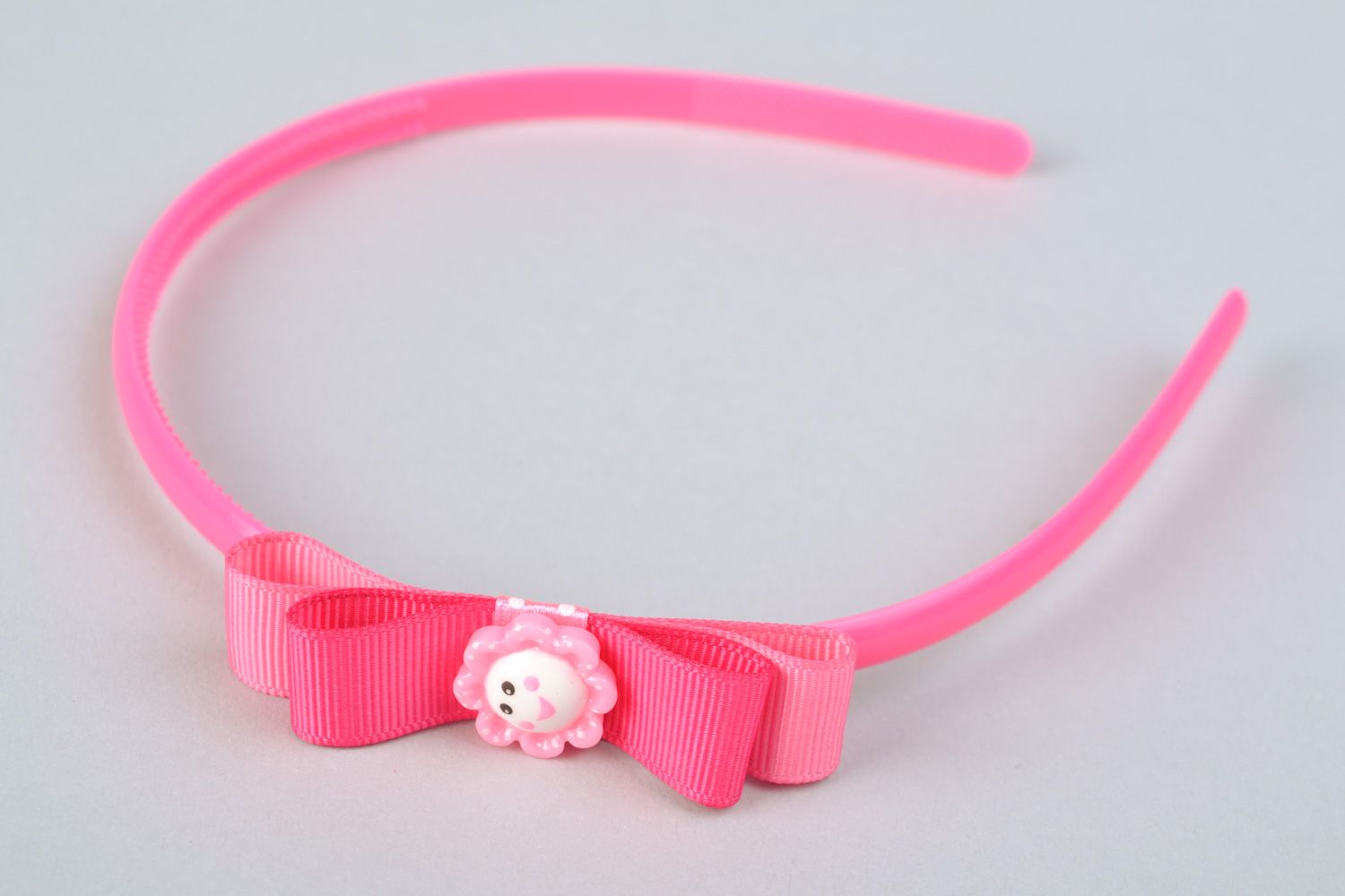 Handmade pink rep ribbon bow headband photo 1