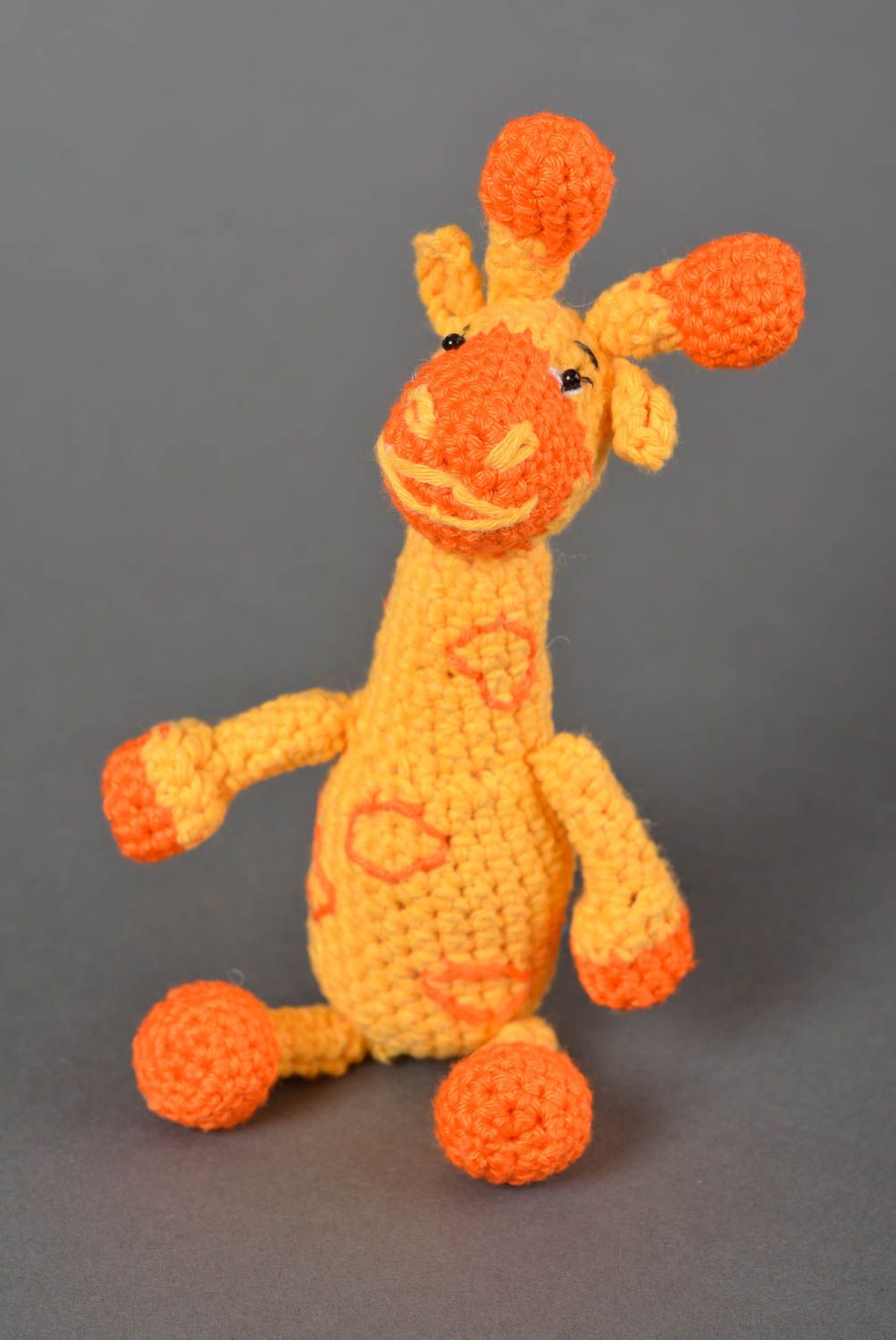 Jouet enfant fait main Hochet bébé en forme de girafe tricotée Cadeau original photo 1