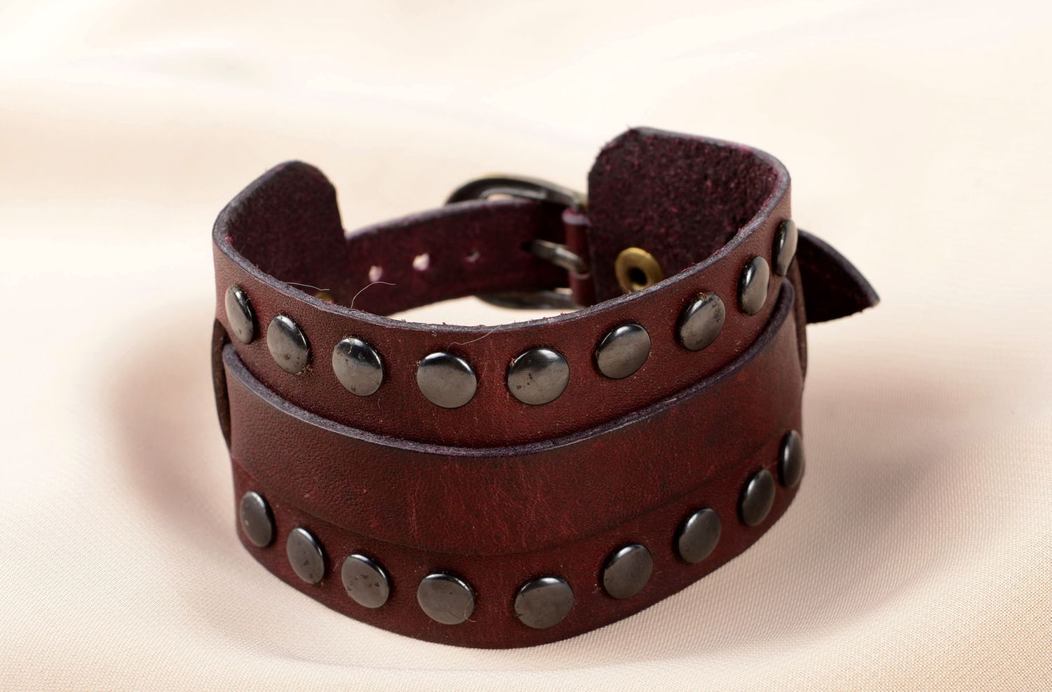 Handmade cute designer bracelet wide leather bracelet stylish accessory photo 5