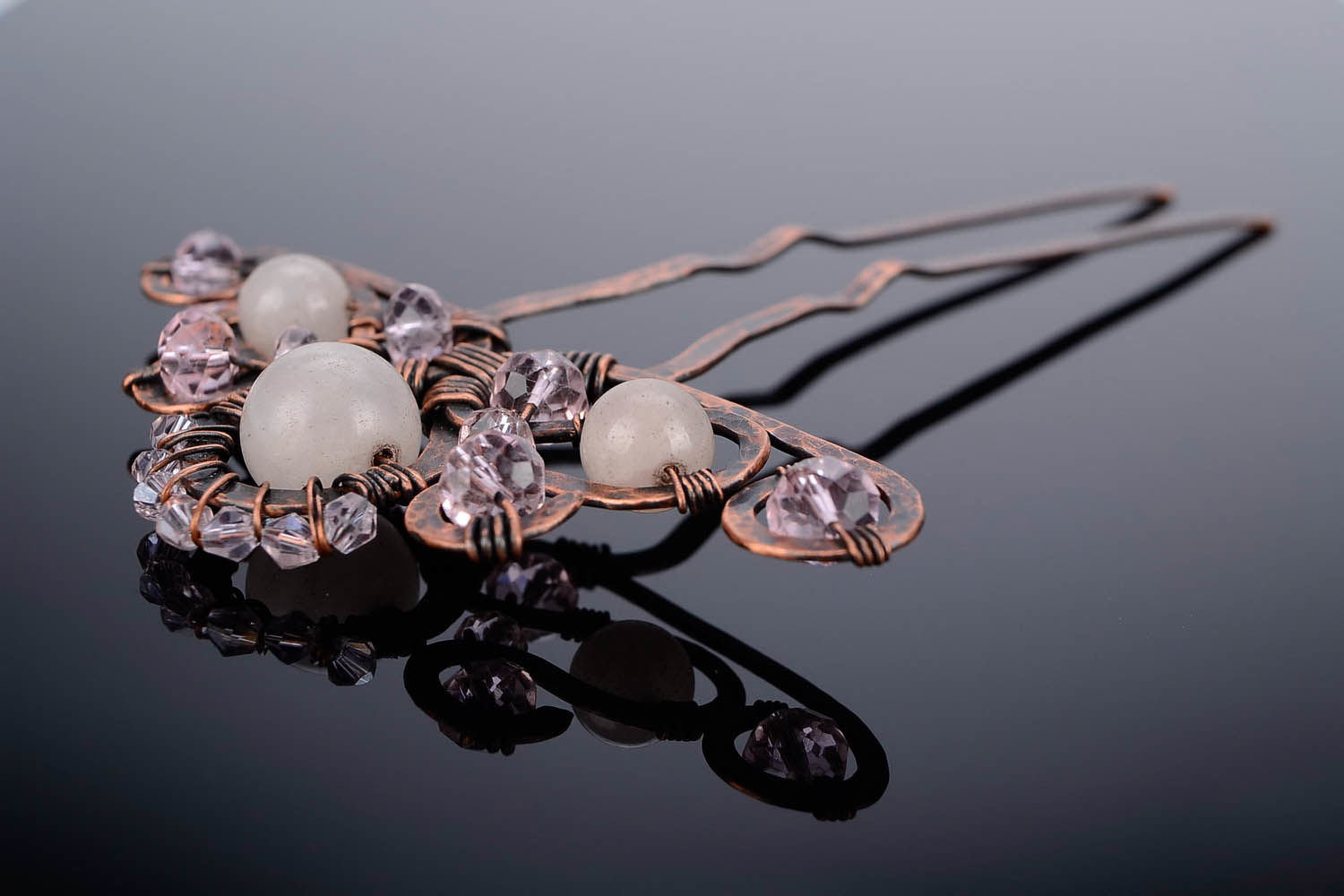Hairpin with quartz and crystal photo 1