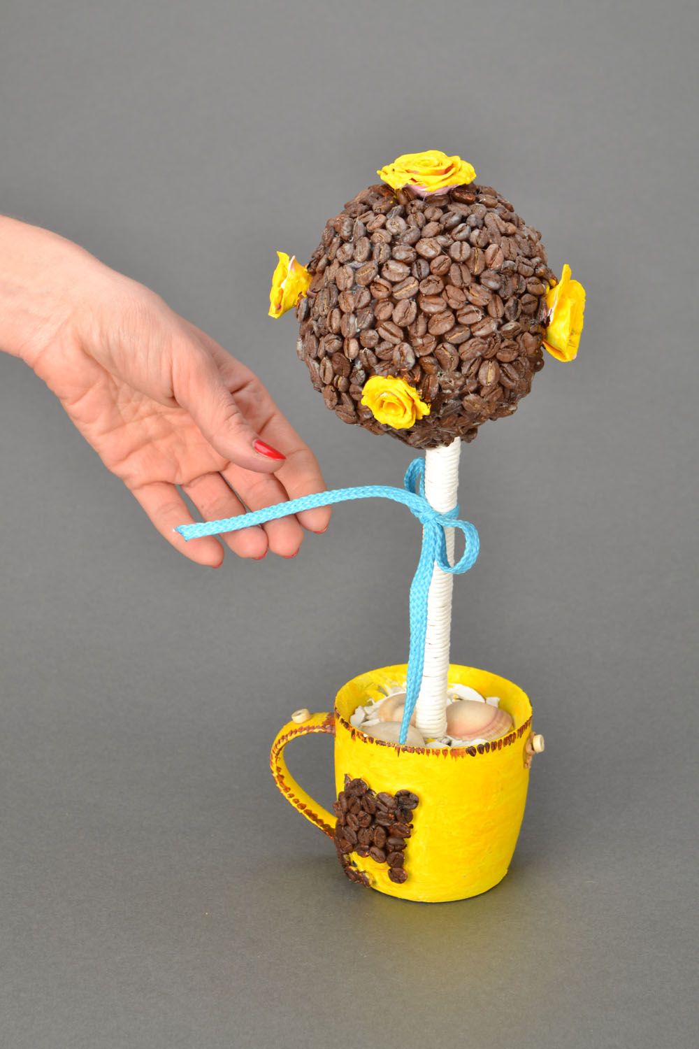 Arbre déco Topiaire en grains de café fait main photo 2