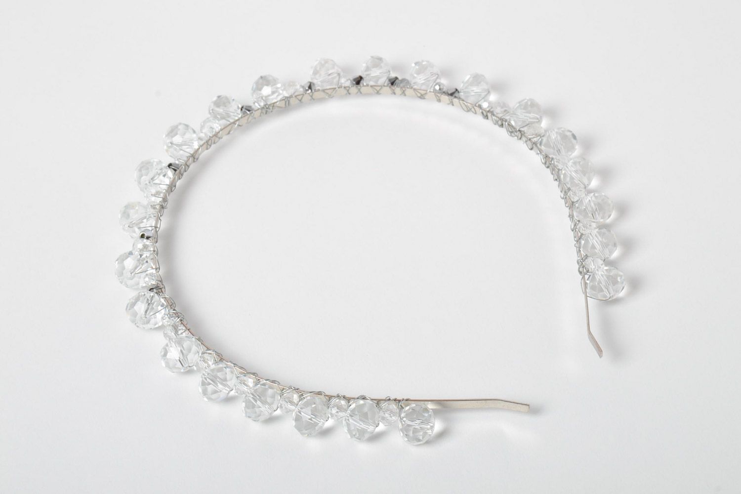 Cerceau cheveux fait main avec perles tchèques transparent bijou original photo 2