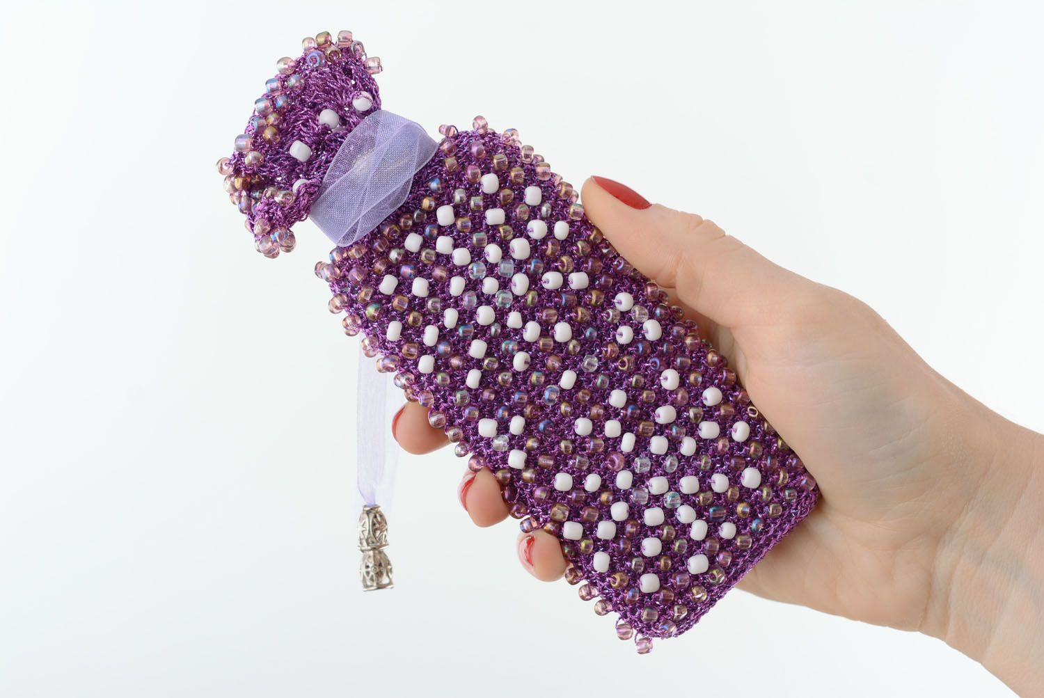 Crochet phone case with beads photo 5
