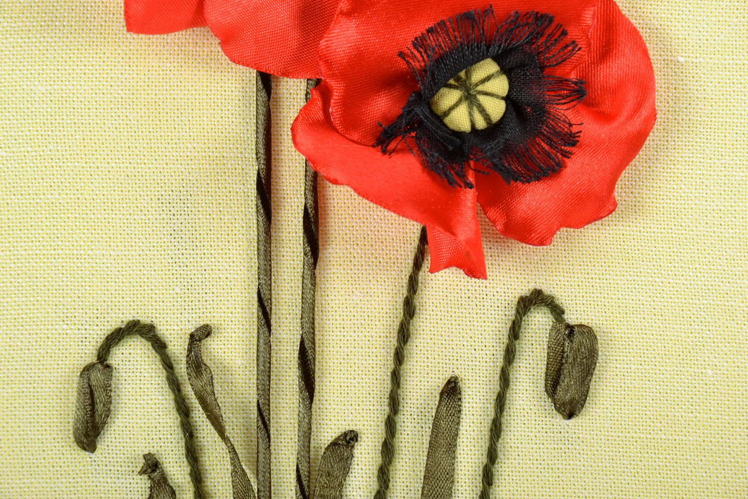 Picture embroidered with ribbons Poppies  photo 5