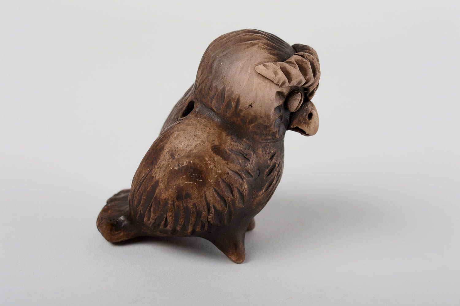 Handmade clay whistle owl decorative pottery handmade ceramic figurines photo 2
