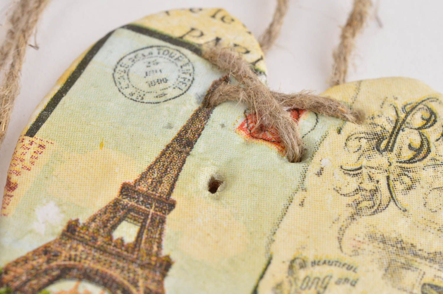 Deko Anhänger handmade Wohn Accessoire Wand Schmuck aus Ton Herz Eiffelturm  foto 5