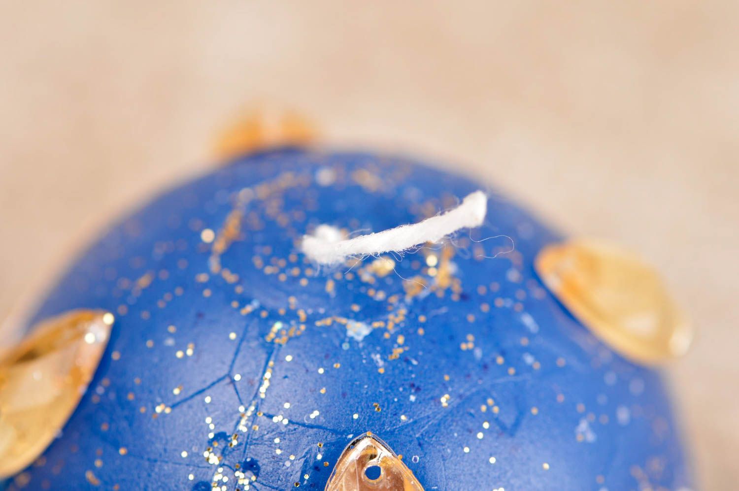 Bougie boule faite main Bougie parfumée Déco maison aromatisée bleue design photo 5