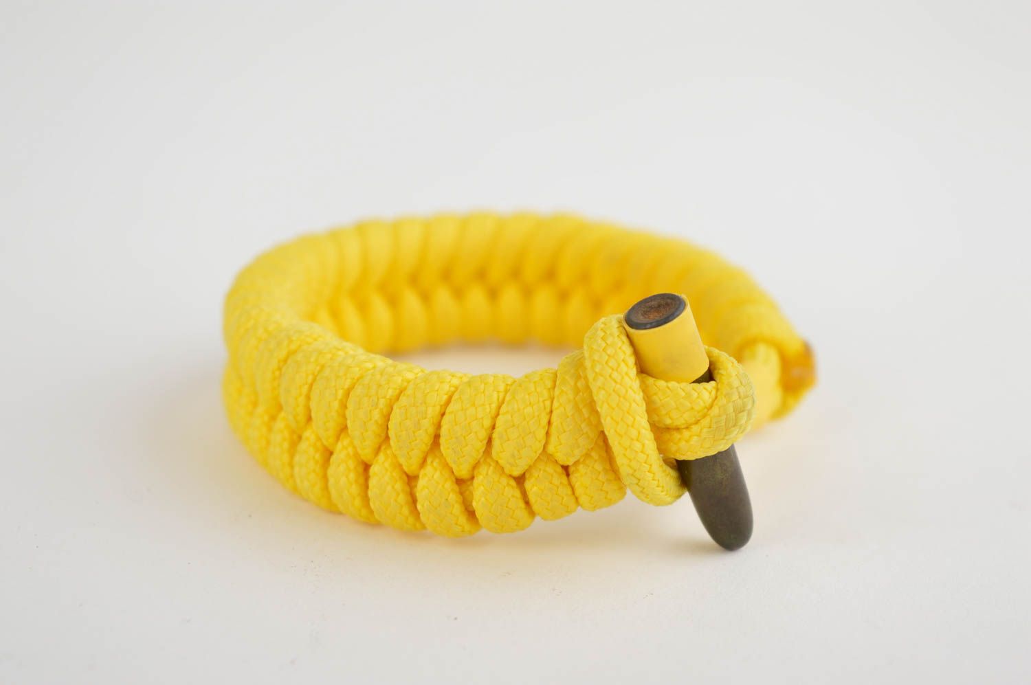 Bracelet paracorde Bijou fait main tressé jaune Accessoire original pour homme photo 4