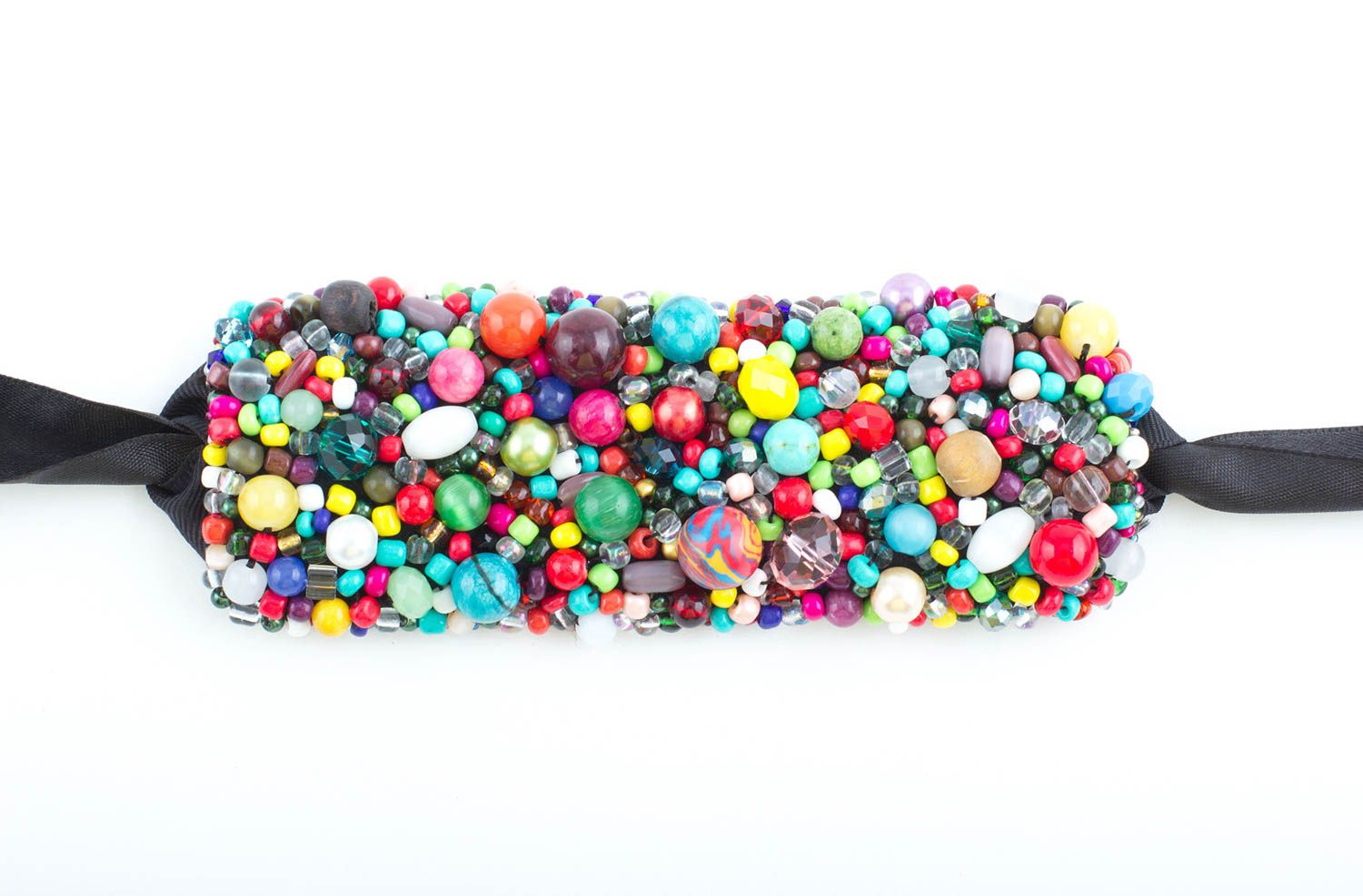 Bracelet en pierres Bijou fait main large multicolore Accessoire femme photo 4