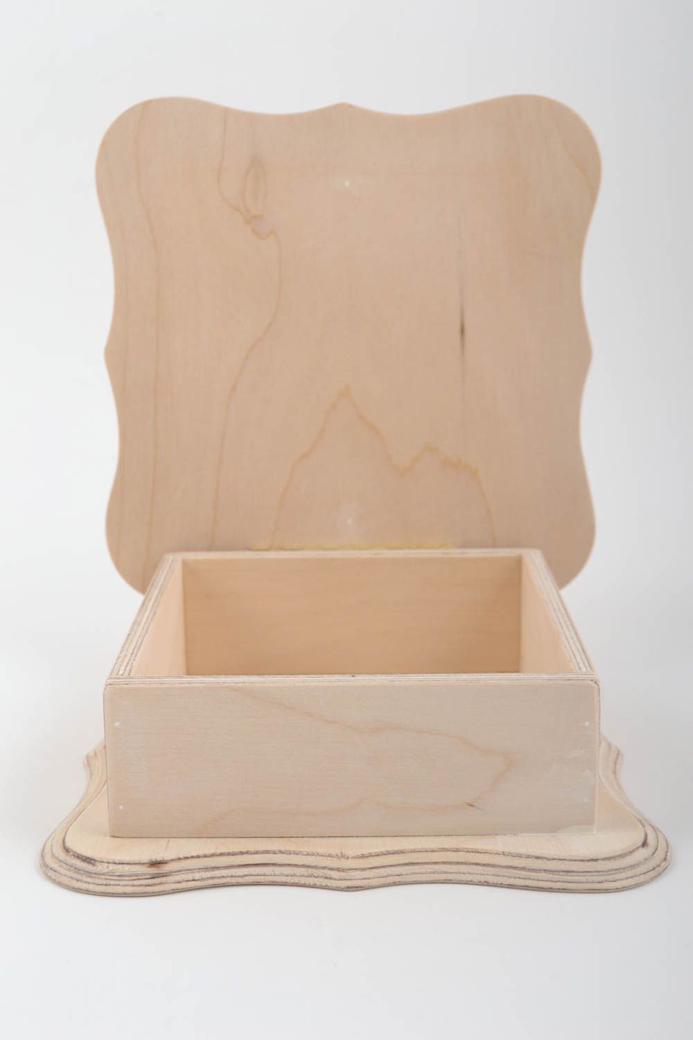 Boîte en bois brut à bijoux carrée faite main pour serviettage décoration photo 2