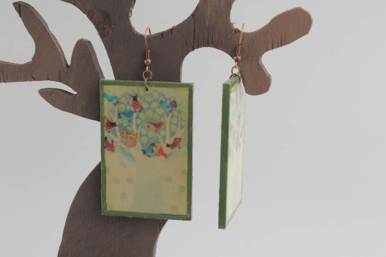 Earrings made of wood and epoxy resin photo 1
