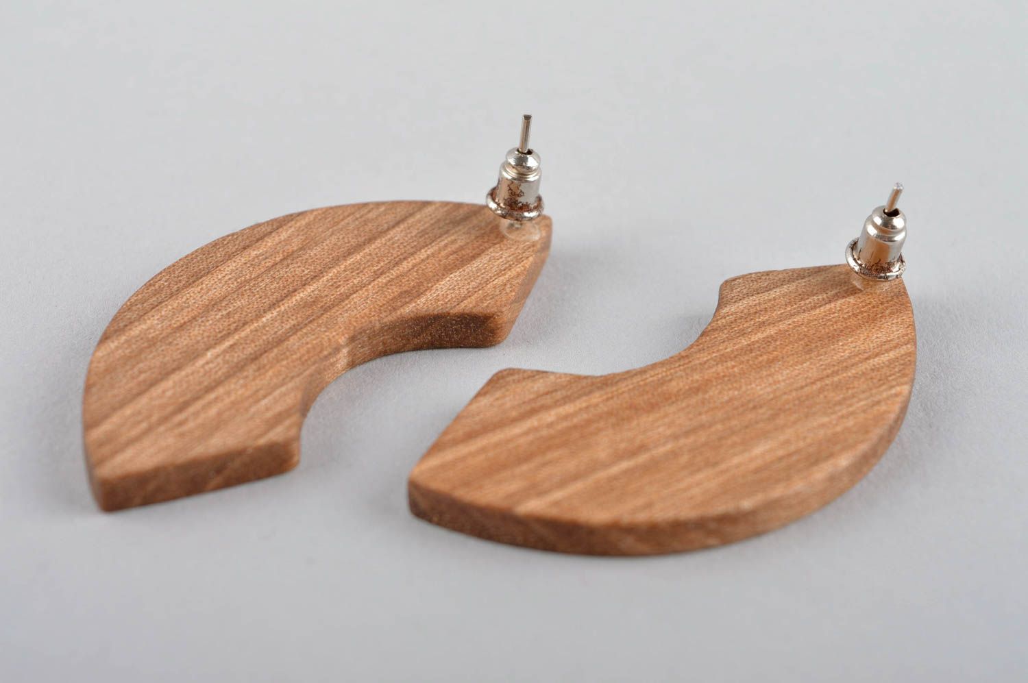 Designer wooden earrings unique bijouterie accessories present for women photo 5