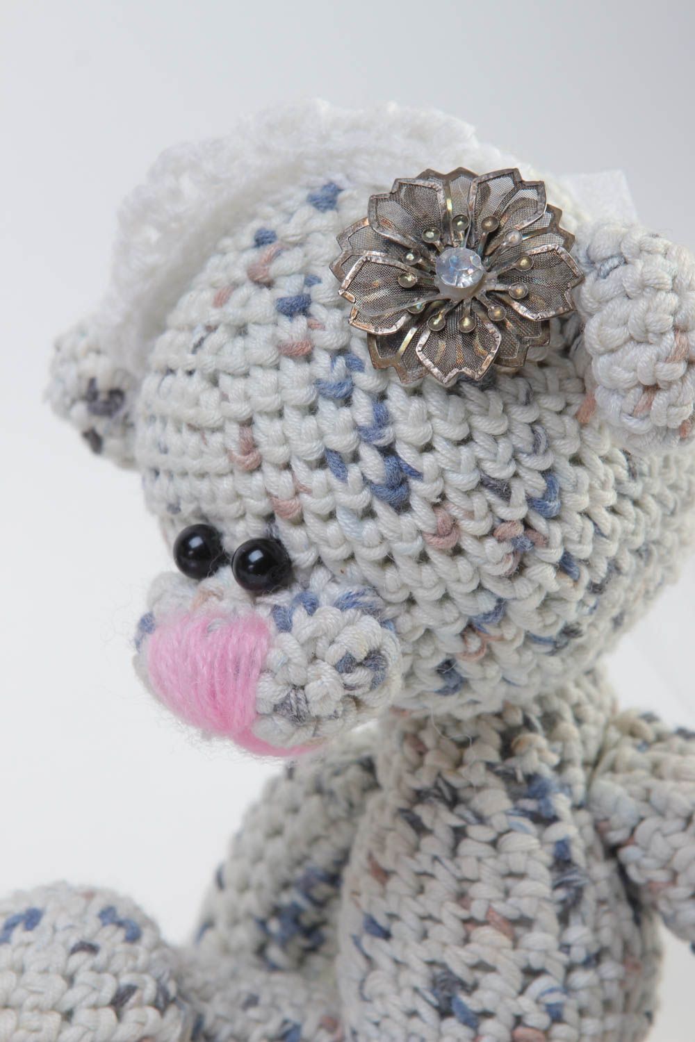 Jouets tricotés Peluches animaux fait main 2 pièces oursons Cadeau enfant photo 3
