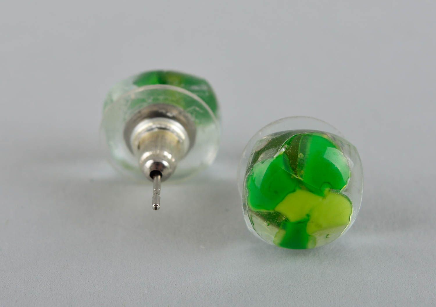 Boucles d'oreilles Pendentif fait main tons verts Accessoires femme en verre photo 5