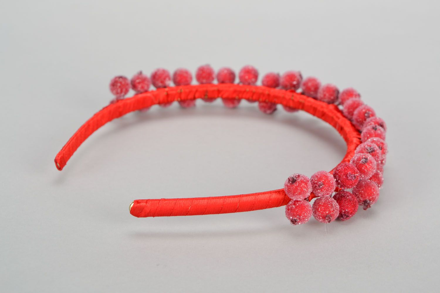 Homemade headband with red berries photo 4