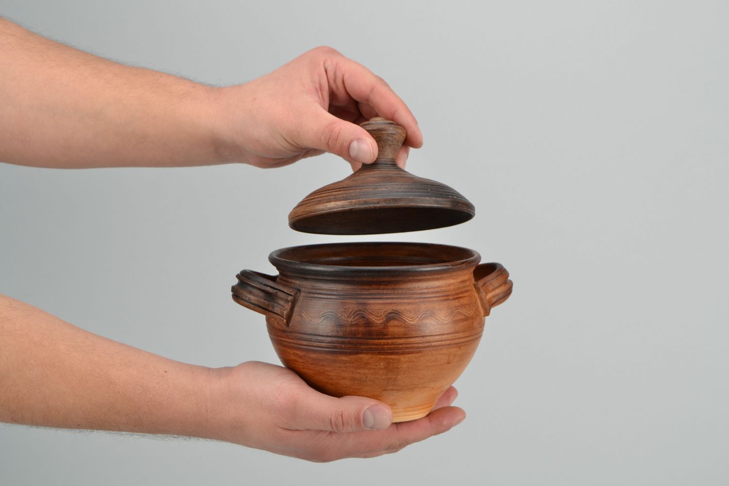Pot en céramique avec couvercle fait main 60 cl photo 2