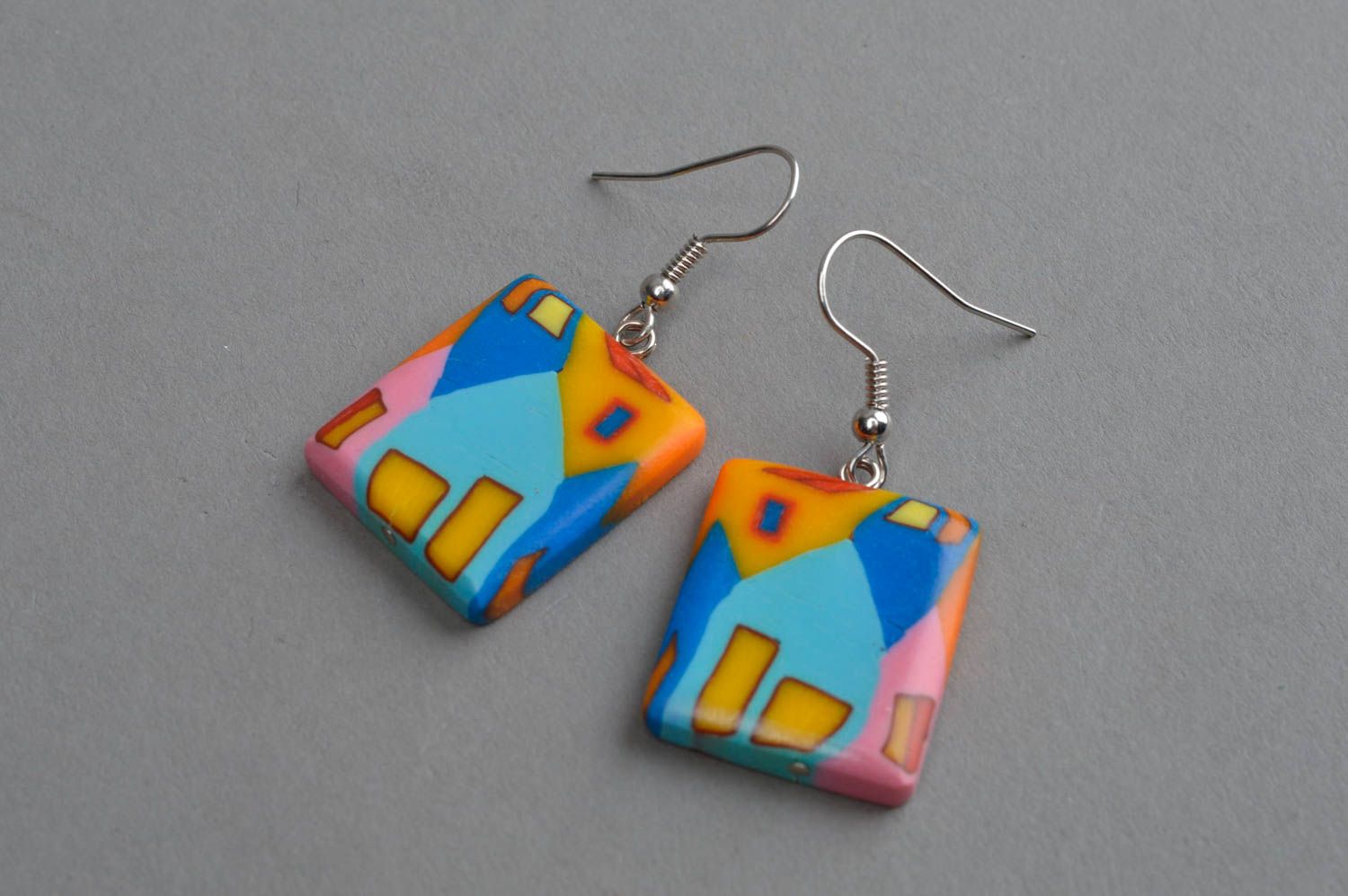 Polymer clay handmade earrings stylish accessory for girls plastic jewelry photo 2