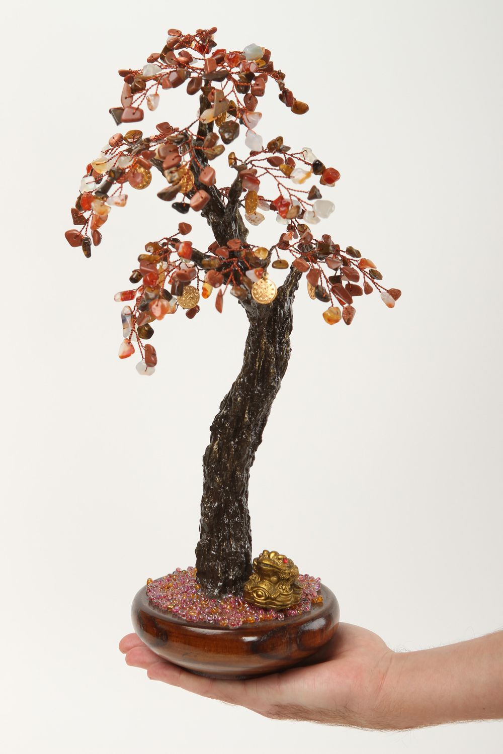 Tree with natural stones handmade beaded tree table decor decorative use only photo 5