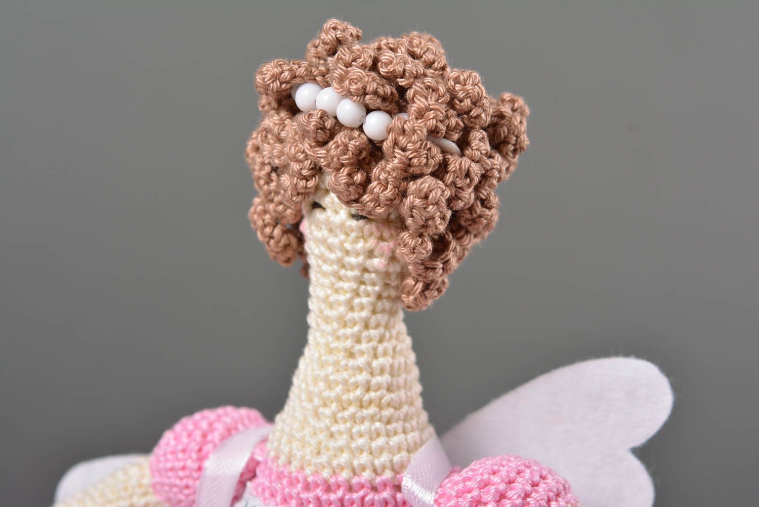 Handmade Stoff Spielzeug Designer Puppe gehäkelte Puppe Engel im rosa Kleid foto 2