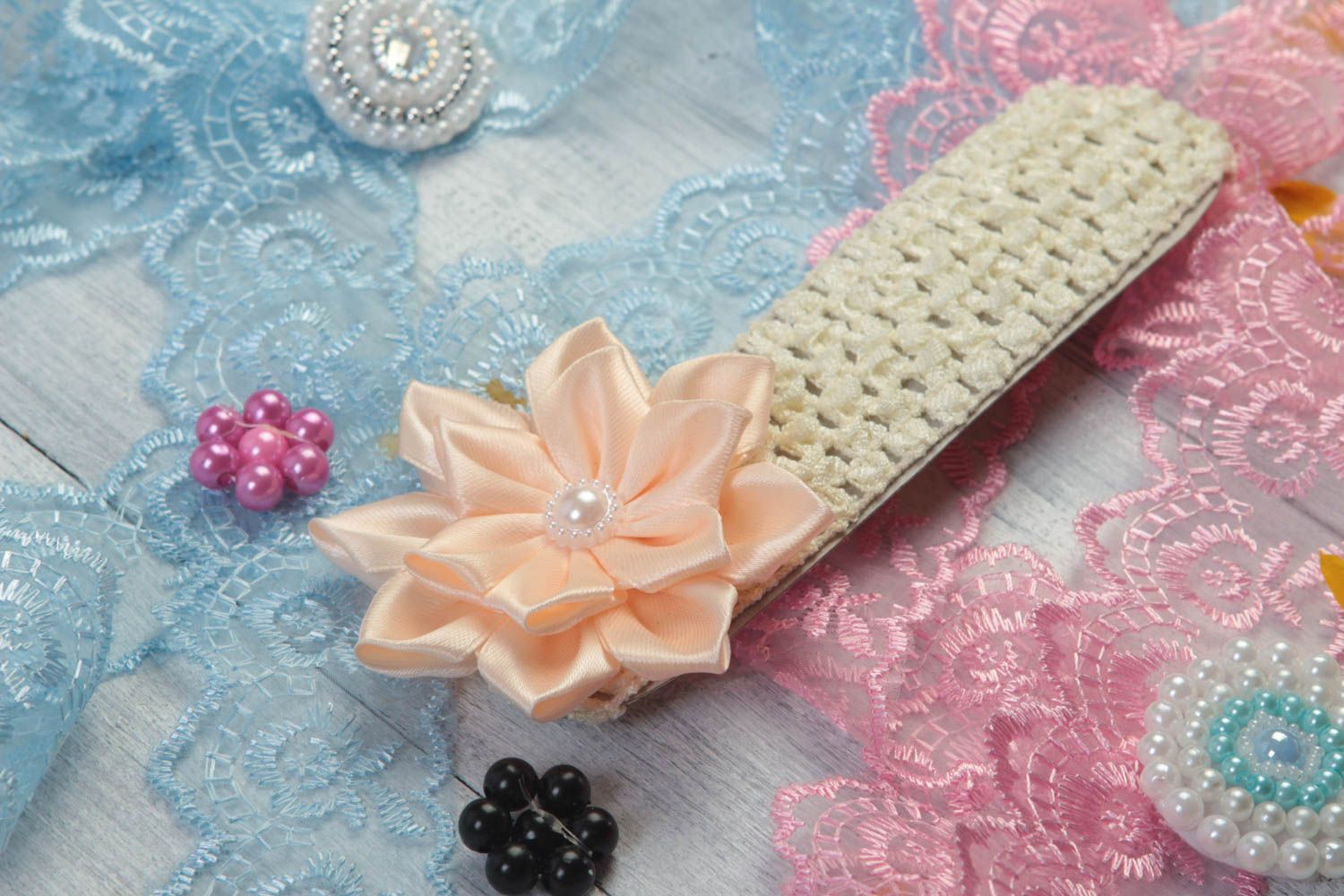 Schmuck handgemacht Haarband mit Blumen Haar Schmuck Accessoires für Haare foto 1