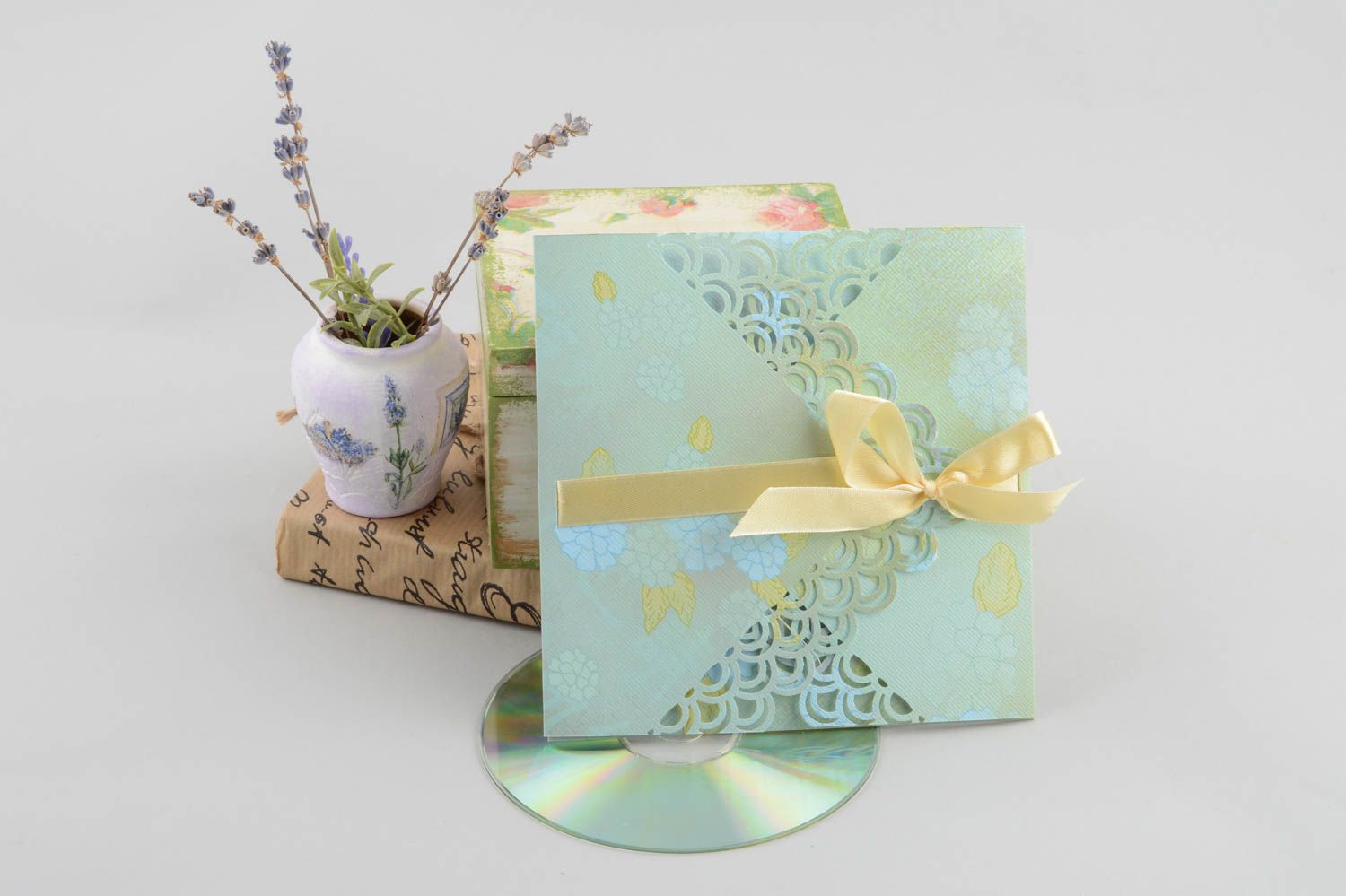Sobre para CD de papel decoración de regalo hecho a mano embalaje decorativo foto 1
