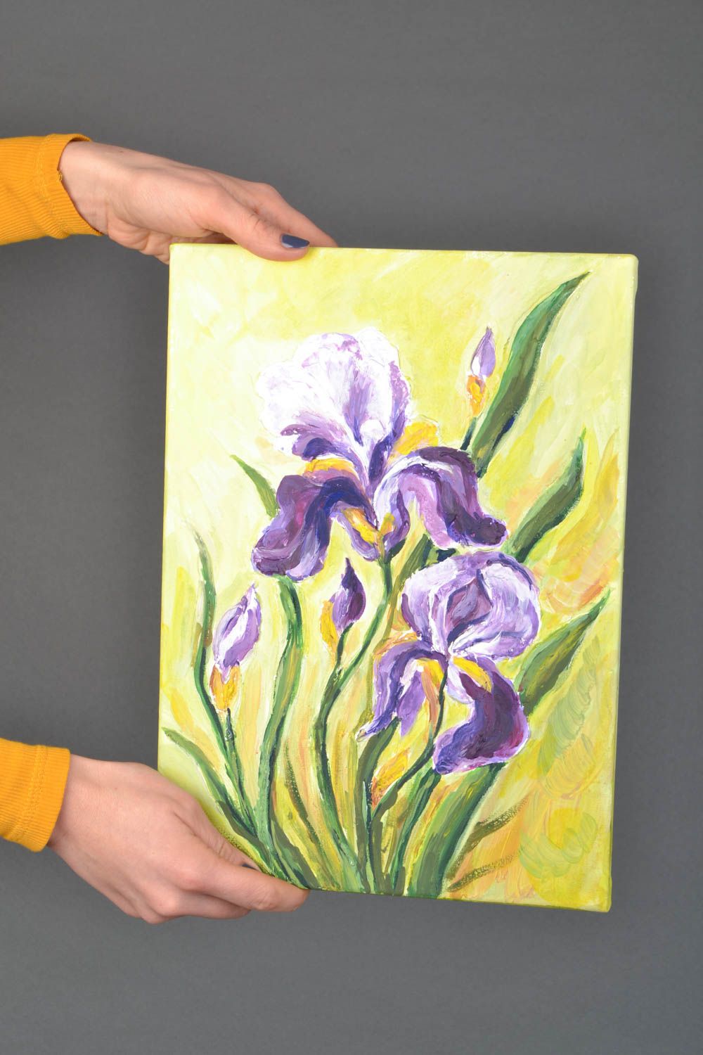 Peinture contemporaine en couleurs acryliques et gouaches faite main Iris photo 2