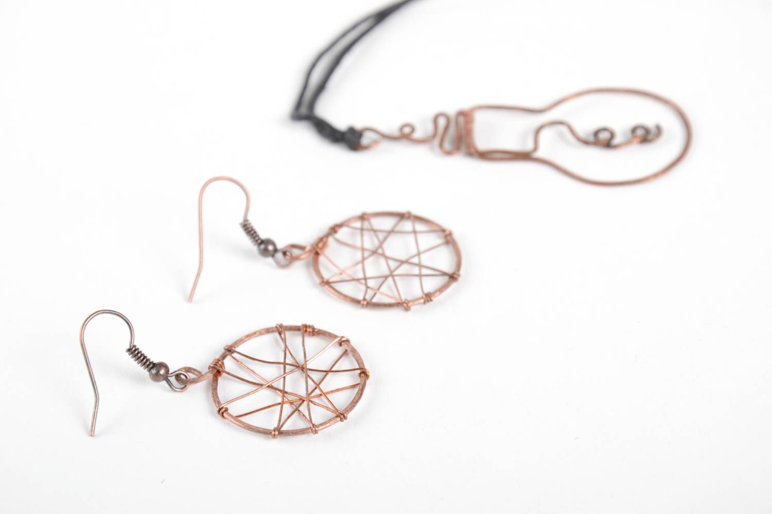 Handmade copper jewelry wire wrap pendant copper earrings copper jewelry photo 4