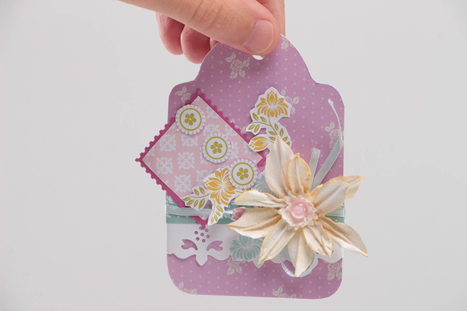 Etiqueta personalizada para regalos hecha a mano estilosa rosada con flores foto 5