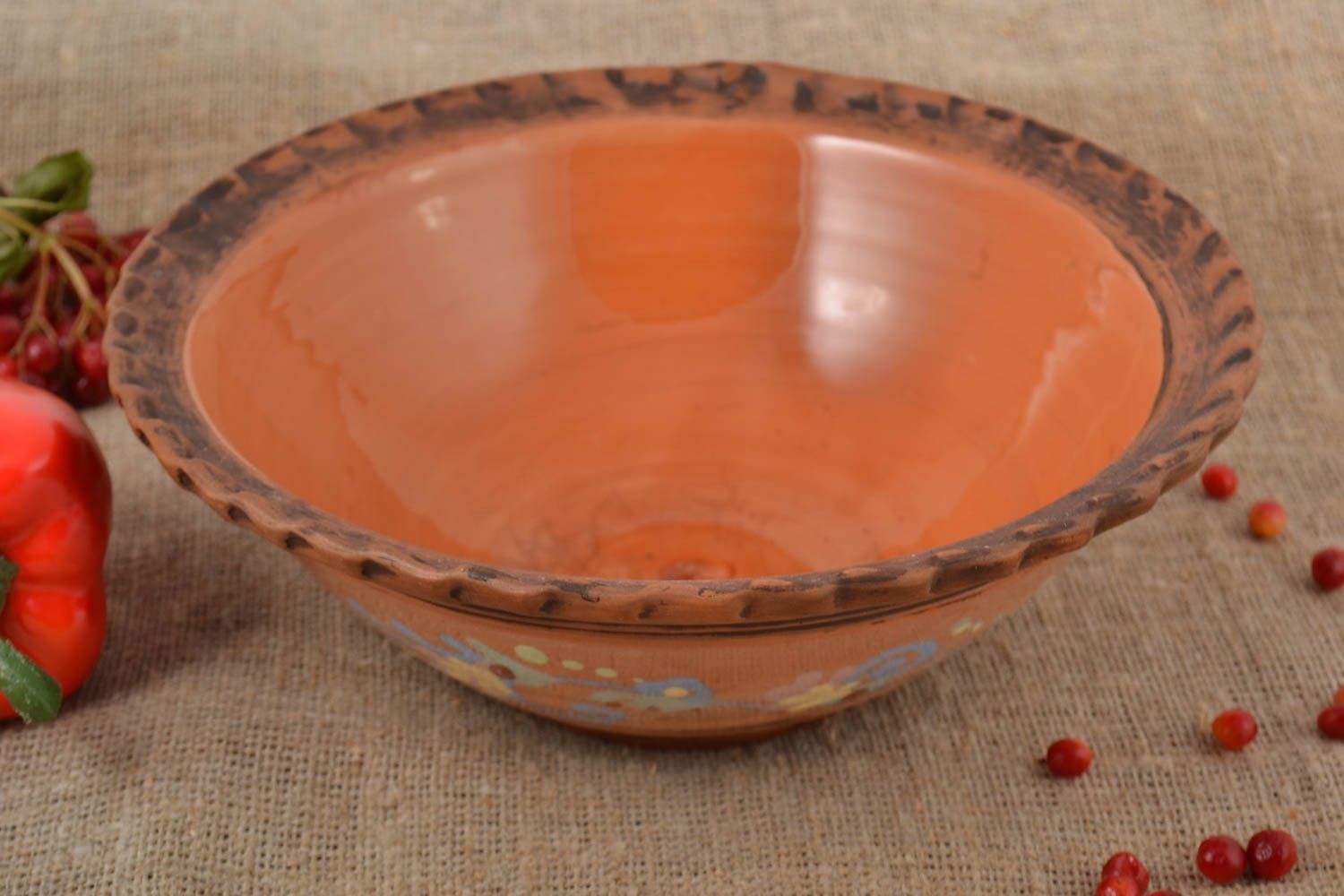 Глиняная тарелка ручной работы керамическая посуда для духовки глубокая тарелка фото 1