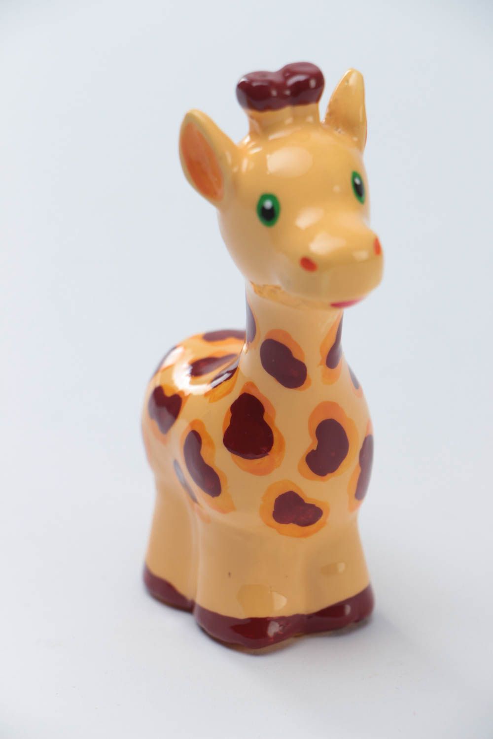 Kleine orangene handgemachte keramische Statuette Giraffe aus Gips für Interieur foto 2