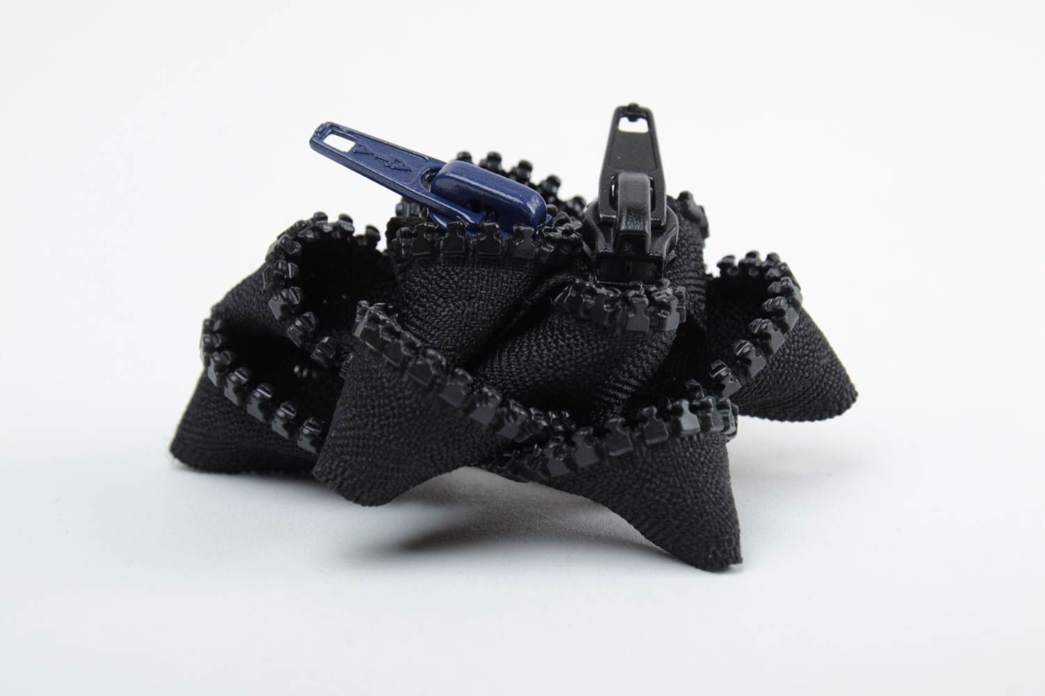 Small handmade black brooch with zipper stylish designer accessory for coat photo 3