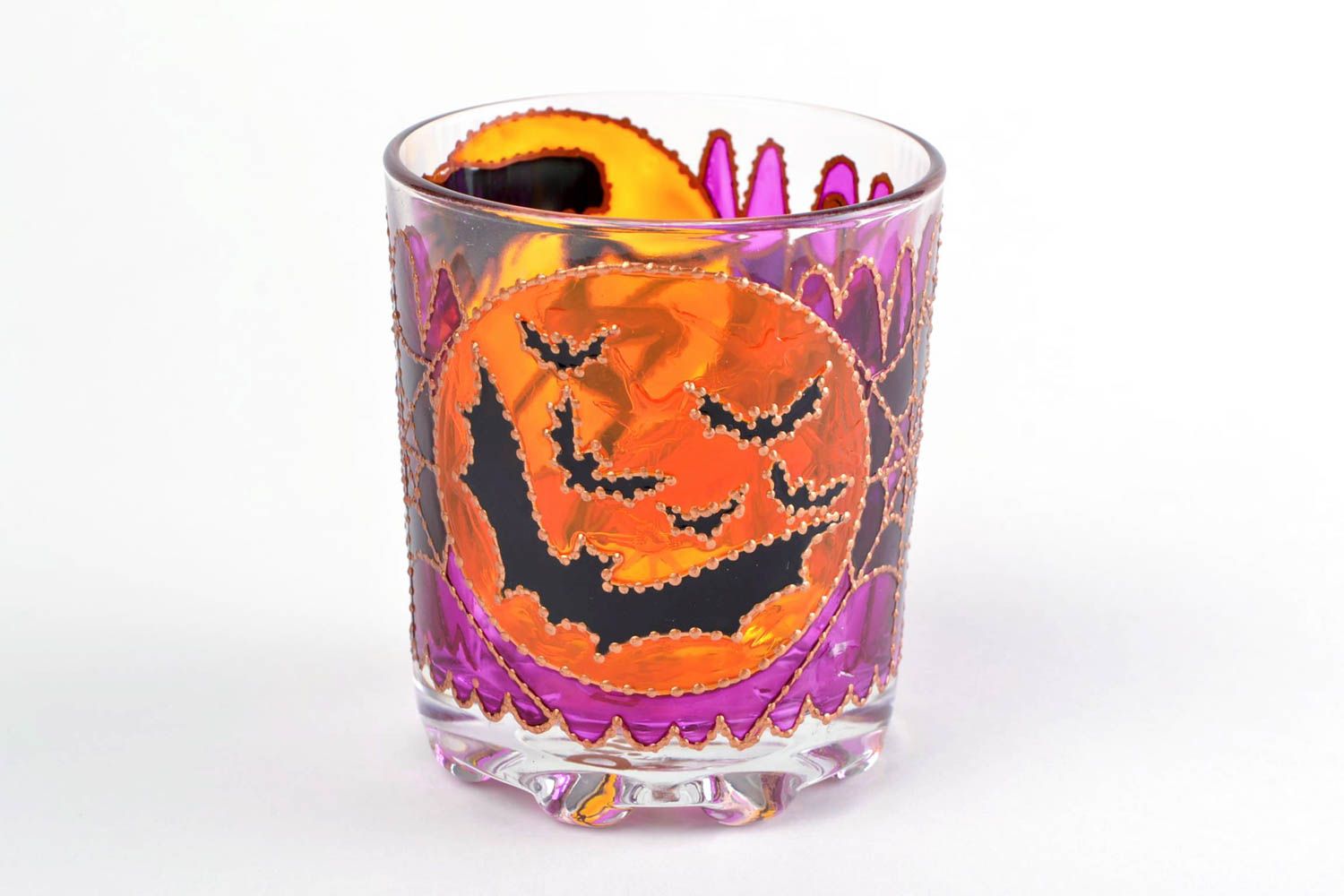 Bemalter Kerzenhalter aus Glas handmade Schmuck für Interieur Halloween  foto 4