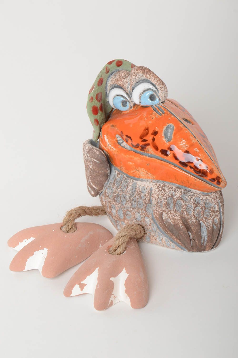 Tirelire oiseau faite main Figurine animal corneille en céramique Cadeau enfant photo 2