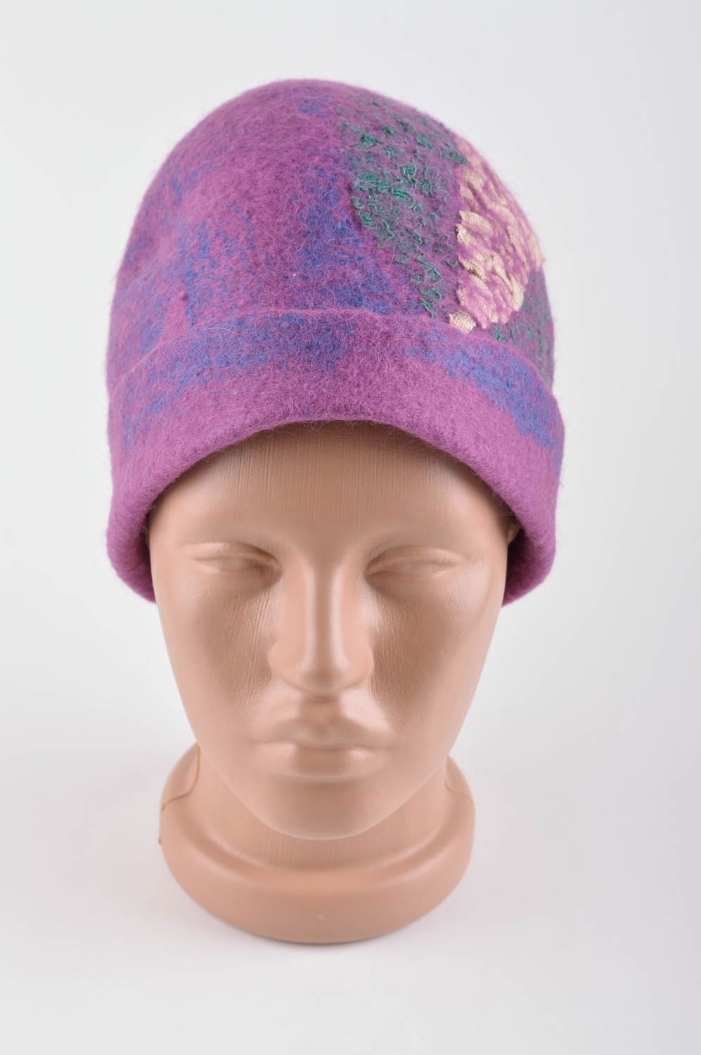 Bonnet chaud Chapeau fait main laine mérinos viscose hiver Vêtement femme photo 4
