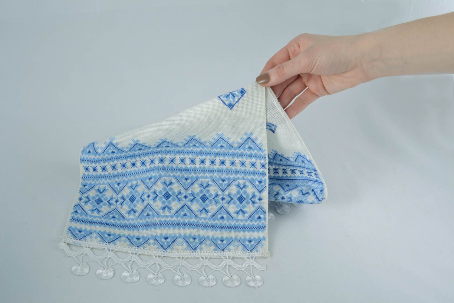 Decorative napkin with cross stitch embroidery photo 4