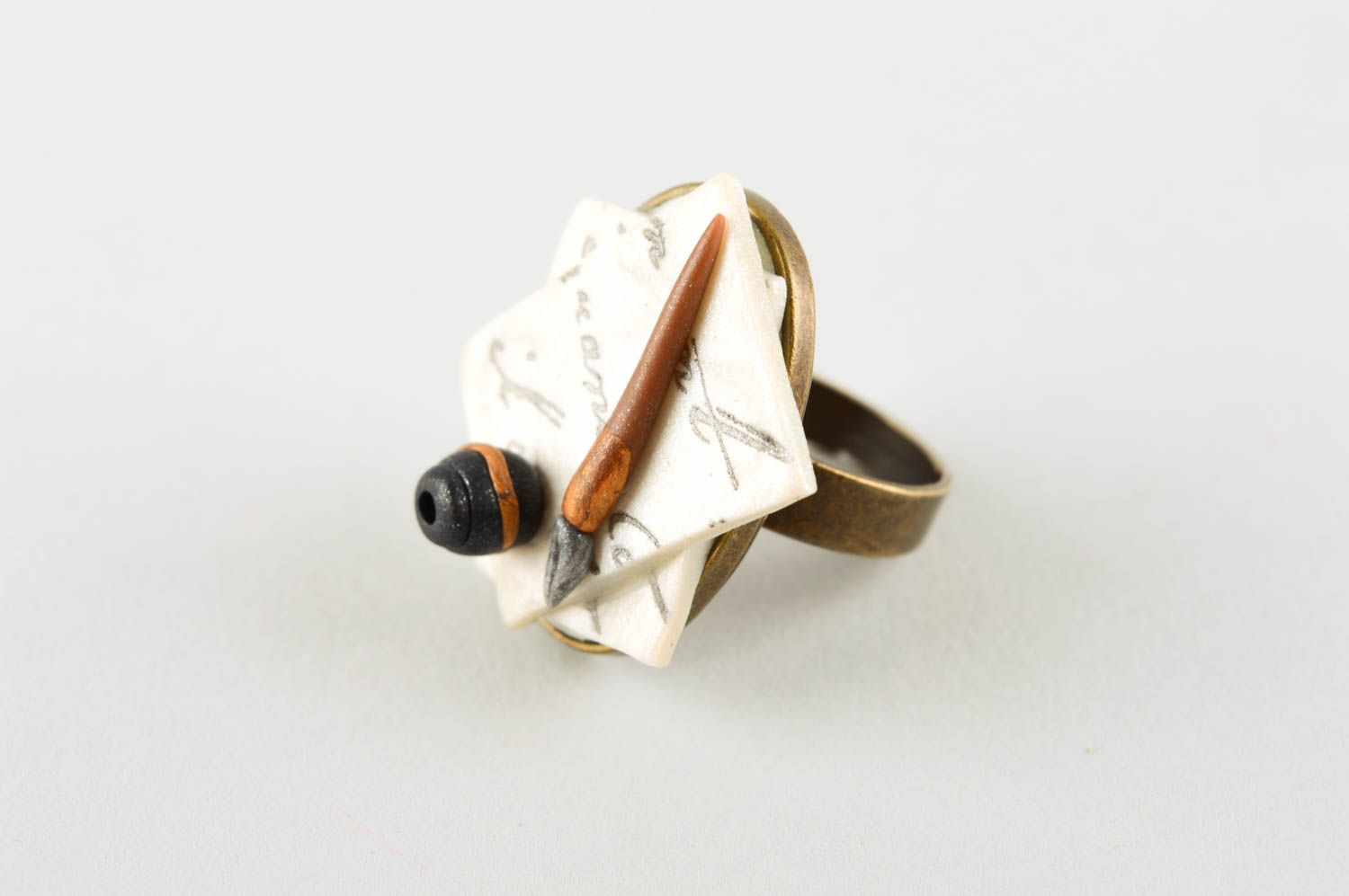 Кольцо ручной работы кольцо для девушек украшение из полимерной глины необычное фото 3