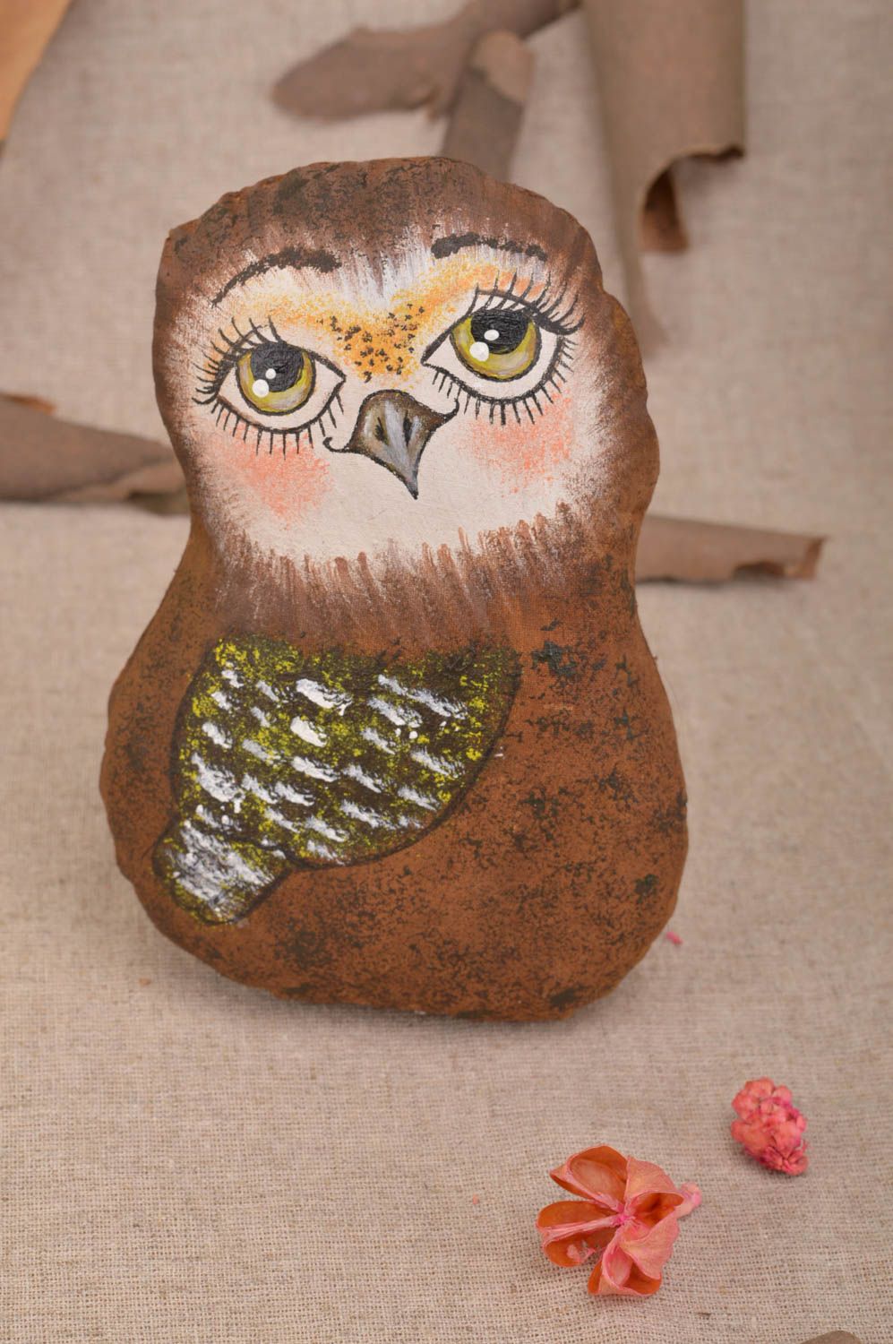 Designer soft toy handmade fabric baby owl decoration interior children doll  photo 1